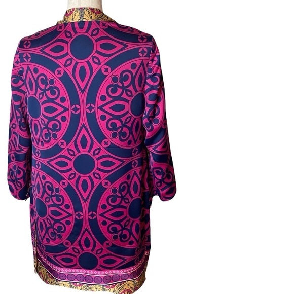 Chico’s women’s Reversible Kimono art to wear artsy pink/ mustard - Picture 10 of 14